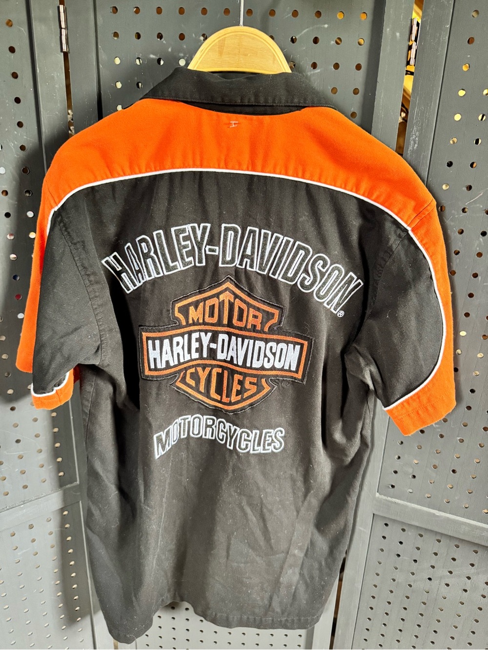 Harley-Davidson Black and Orange Short-Sleeve Zip Shirt Jacket